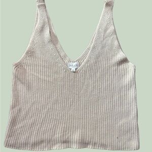 Le Lis Collection Knit Tank Top Beige Neutral Ribbed Sweater Vest Size L